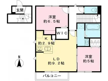 LA LUMIERE B(2LDK/2階)の間取り写真