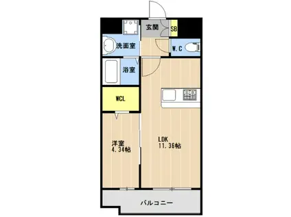 KL樋川(1LDK/4階)の間取り写真