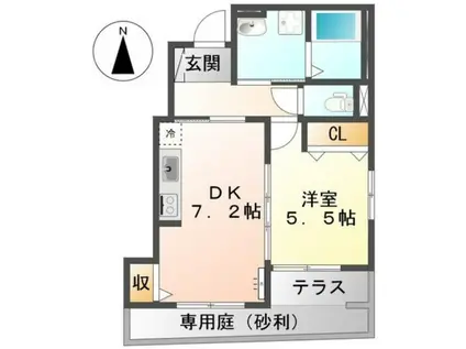 クリサンテーム(1DK/1階)の間取り写真