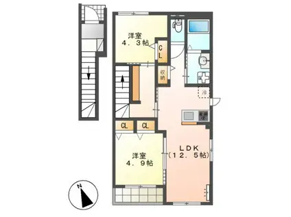 クリンティ(2LDK/2階)の間取り写真