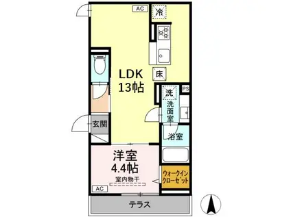 D PAINA 中野島Ⅱ(1LDK/2階)の間取り写真