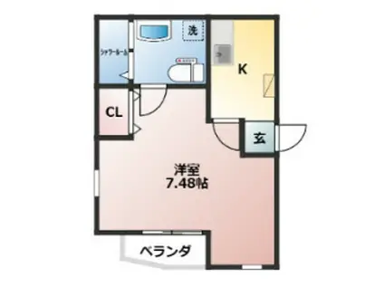 Aレガート神明町Ⅰ(1K/2階)の間取り写真