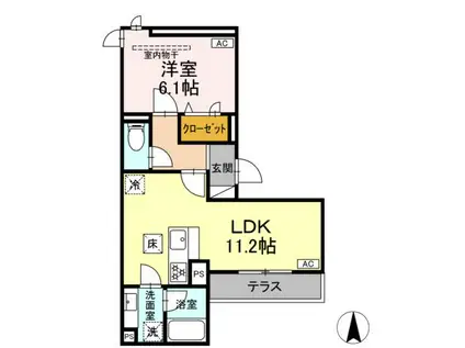 D PAINA 中野島Ⅱ(1LDK/2階)の間取り写真