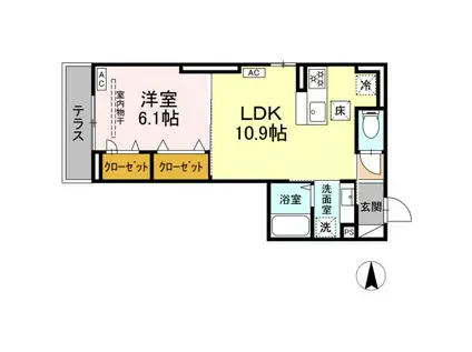 D PAINA 中野島Ⅱ(1LDK/2階)の間取り写真