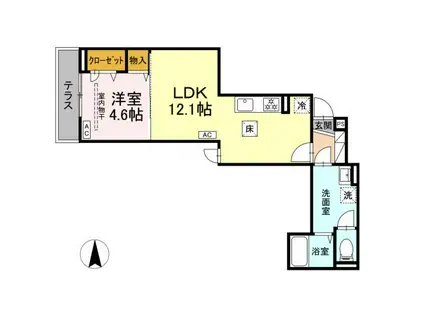 D PAINA 中野島Ⅱ(1LDK/3階)の間取り写真