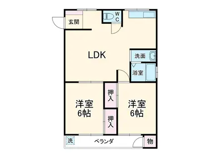 乙羽コーポ(2LDK/2階)の間取り写真