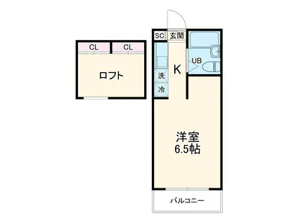 山手台ハイム(ワンルーム/1階)の間取り写真