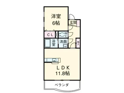 アンソレイエ勝川(1LDK/4階)の間取り写真