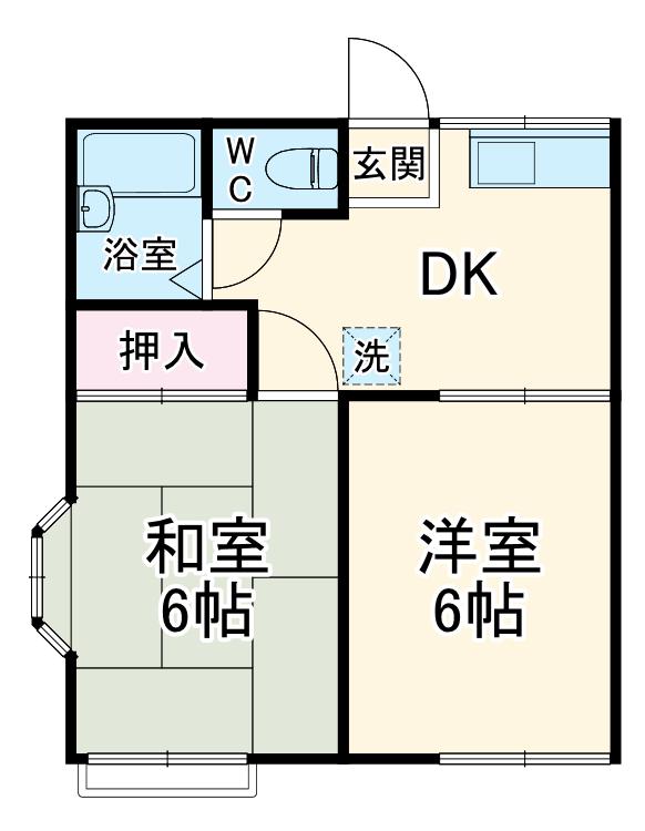 グランデュール西海岸(2DK/1階)の間取り写真