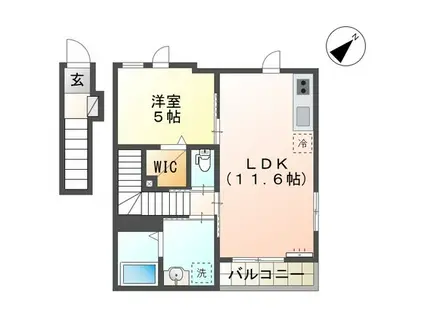 LINA(1LDK/2階)の間取り写真