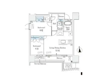 STANDZ四天王寺前夕陽ヶ丘(2LDK/2階)の間取り写真