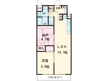 オクドテラス(1SLDK/2階)の間取り写真
