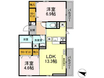 LAULEA(2LDK/1階)の間取り写真