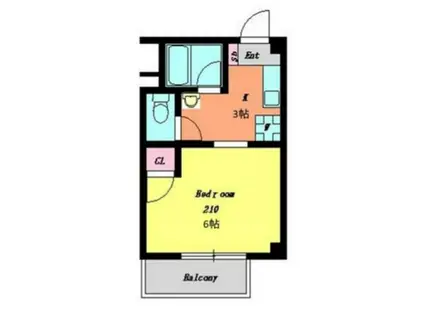 チェリーミズノエ(1K/2階)の間取り写真