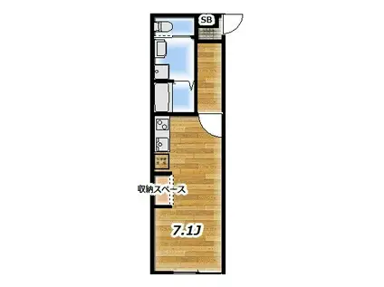 西町LIVE(1K/3階)の間取り写真