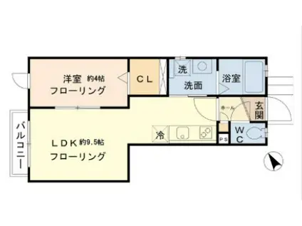 ヴァンサンクサクラ(1LDK/1階)の間取り写真