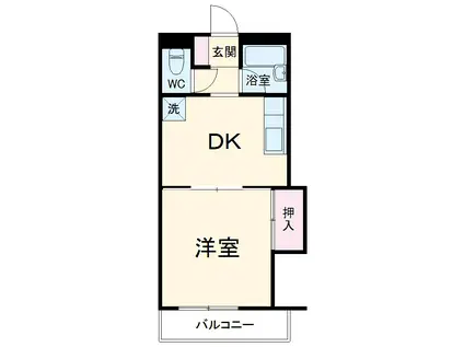 インペリア砥上(1DK/3階)の間取り写真