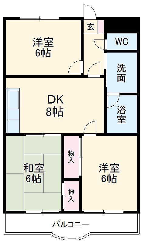 マンション根岸(3DK/2階)の間取り写真