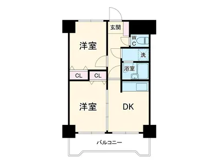 ライオンズプラザ海老名(2DK/7階)の間取り写真