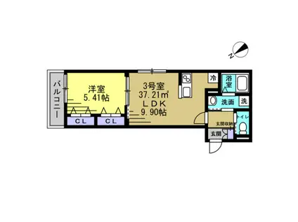 総武本線 都賀駅 徒歩14分 3階建 新築(1LDK/3階)の間取り写真