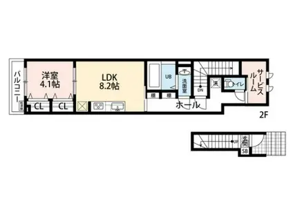 1LIFE(1LDK/2階)の間取り写真