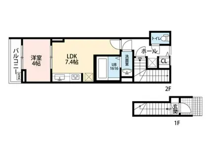 1LIFE(1LDK/2階)の間取り写真