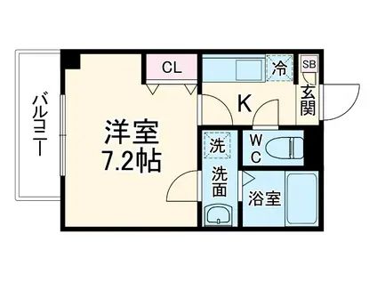 ジーメゾン見沼風渡野アネモス(1K/2階)の間取り写真