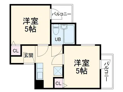 六龍苑岡町(2K/1階)の間取り写真
