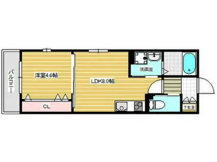 LA VIE BELLE 宝山町Ⅱ(1LDK/3階)の間取り写真