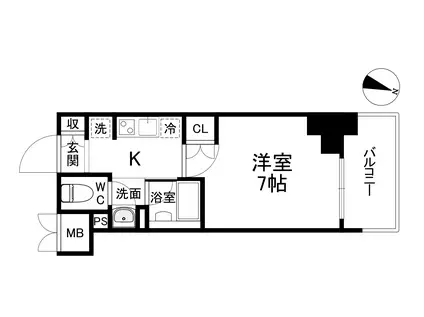 クレストコート靱公園 THE CLASS(1K/8階)の間取り写真