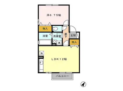 グランドゥールⅣ D(1LDK/1階)の間取り写真