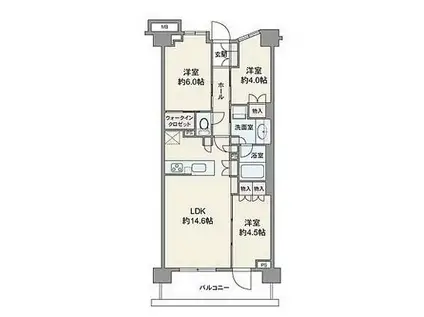 パークシティ高田馬場(3LDK/2階)の間取り写真