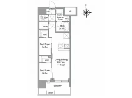 コンフォリア・リヴ淡路町一丁目(2LDK/3階)の間取り写真
