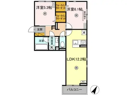 SERENVITA MATSUSHIRO(2LDK/2階)の間取り写真