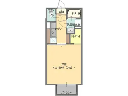 APAMO前橋南棟(1K/1階)の間取り写真