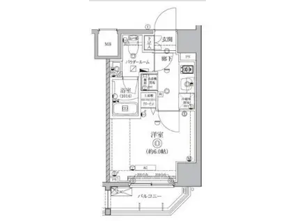 クオリタス南大井(1K/5階)の間取り写真