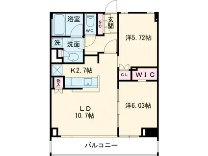 パークフラッツ市谷台町坂(2LDK/7階)の間取り写真