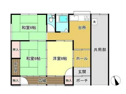 下恩田貸アパート 西棟(3DK/1階)の間取り写真