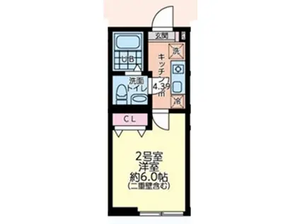 シティハイツ中央林間(1K/1階)の間取り写真