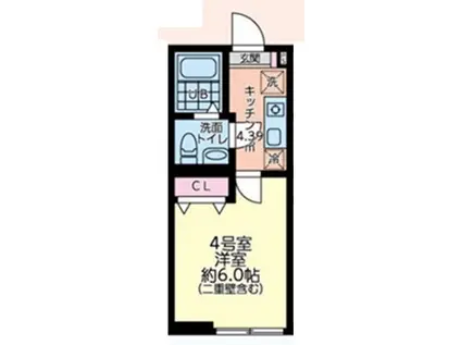 シティハイツ中央林間(1K/1階)の間取り写真