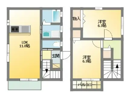 東海道本線 天竜川駅 徒歩34分 2階建 築19年(2LDK)の間取り写真