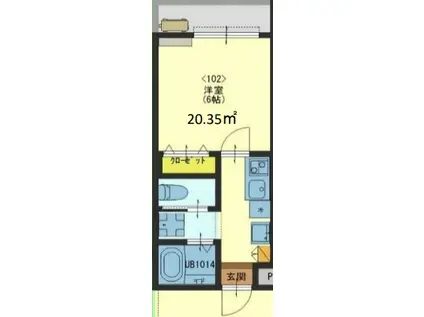 ガーデンヒルズ東浦和(1K/1階)の間取り写真