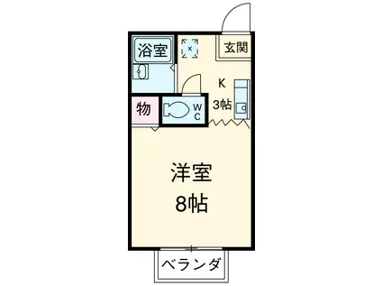 ハイツ清水Ⅰ(1K/2階)の間取り写真