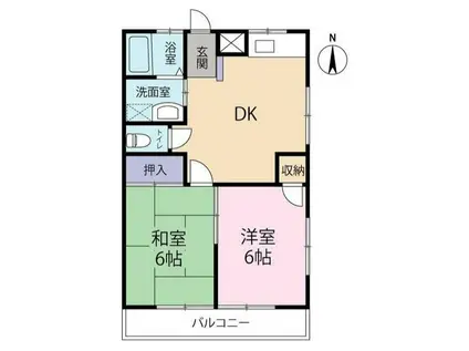 アメニティハイツサイトウ東館(2DK/1階)の間取り写真