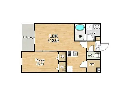 ジーメゾン西枇杷島プレフィエ(1LDK/1階)の間取り写真