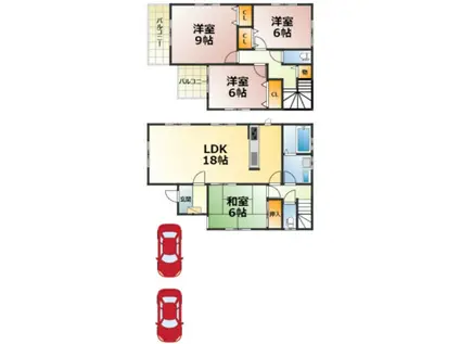 名鉄三河線 吉浜駅(愛知) 徒歩19分 2階建 築13年(4LDK)の間取り写真
