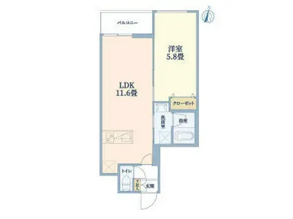 ウェルスクエア豊中本町(1LDK/3階)の間取り写真