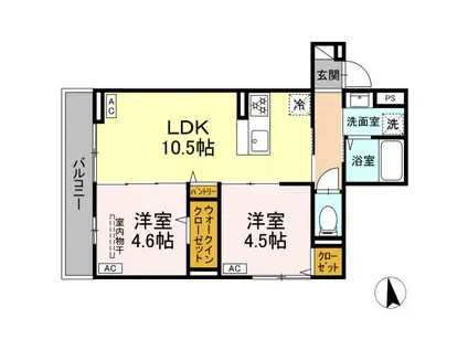 セレスティア新小岩(2LDK/3階)の間取り写真