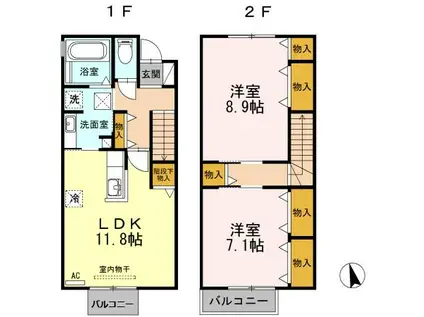 リッツハウス(2LDK/1階)の間取り写真