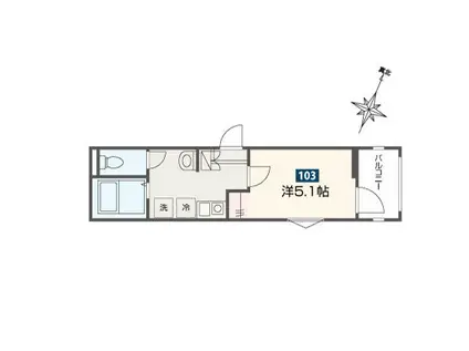 MELLAS京成小岩(1K/2階)の間取り写真